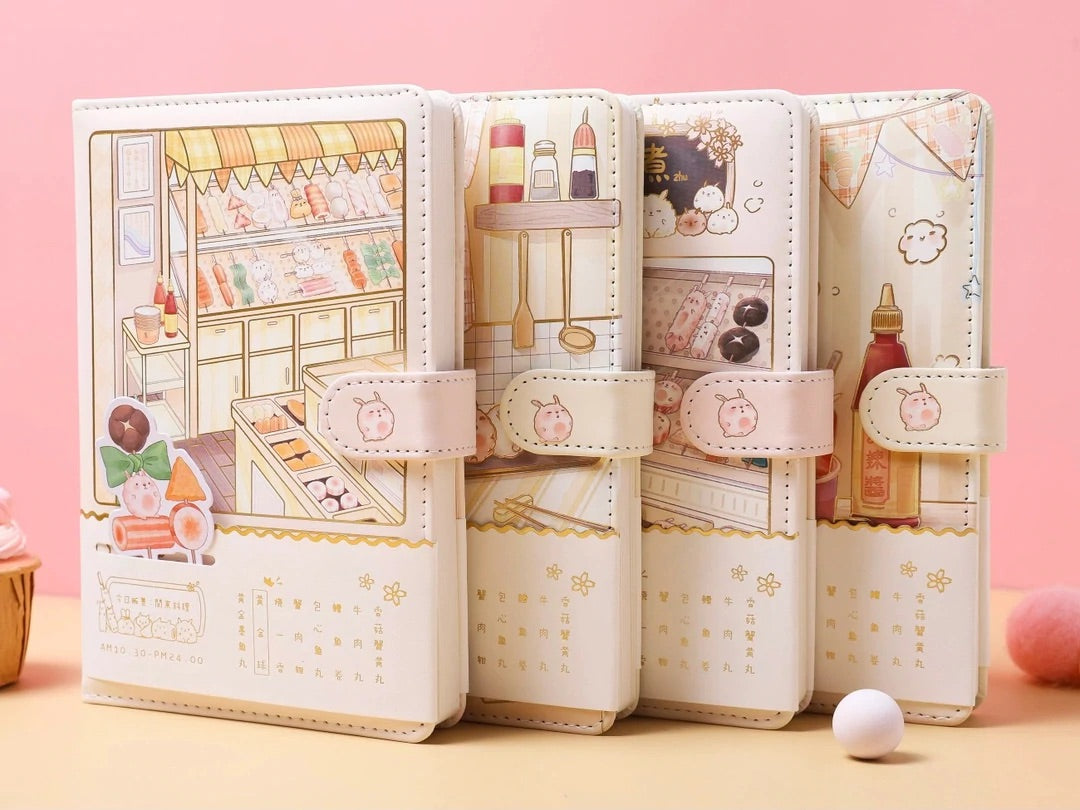 Kawaii Cat Personal Diary Planner Hardcover Color Pages Diary Book Notebook  Weekly Schedule Cute Korean Stationery Flower Agenda