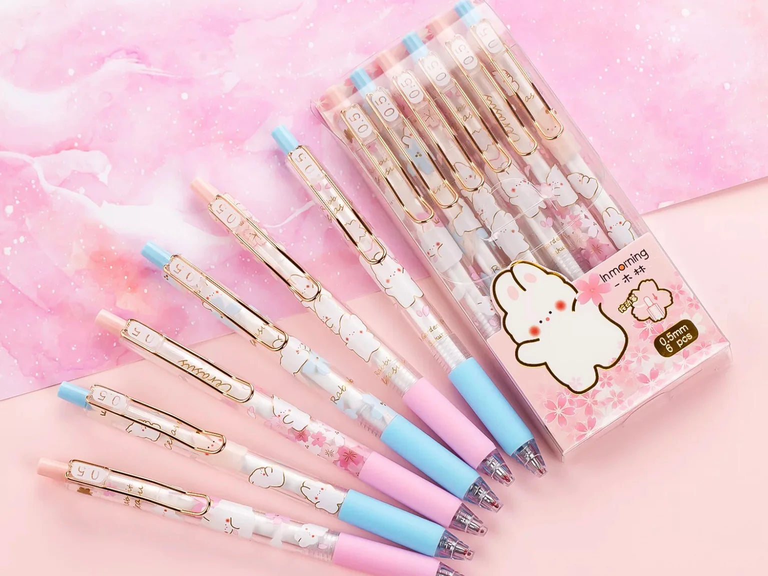 6Pcs Cute Candy Color Kawaii Highlighters Inks Stamp Pen Creative