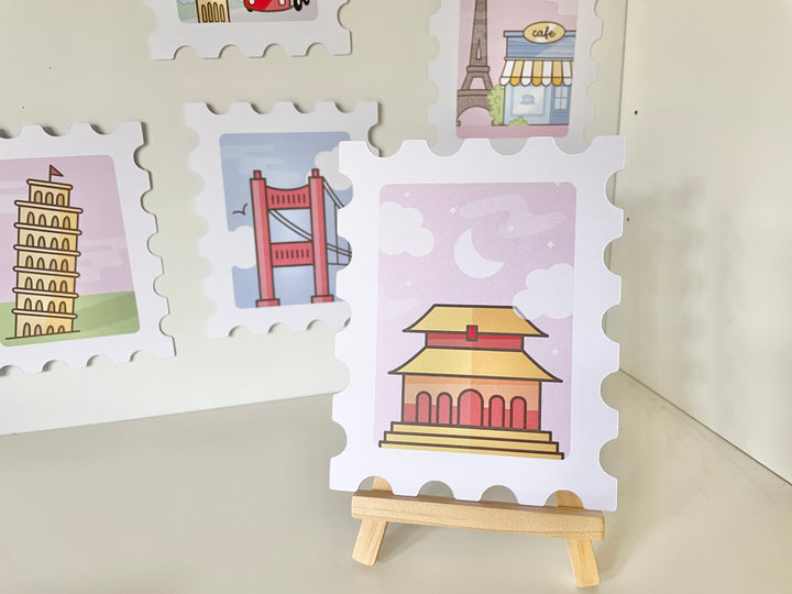 Around The World Stamp Desk Prints