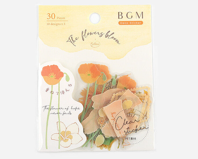 PET Yellow Flower Deco Sticker Pack