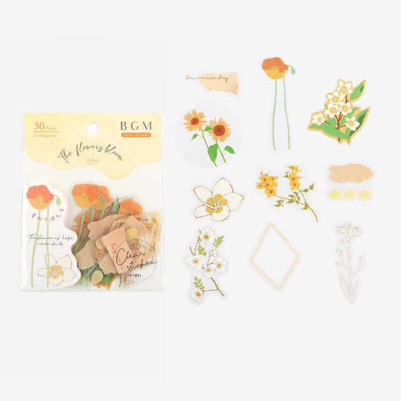 PET Yellow Flower Deco Sticker Pack