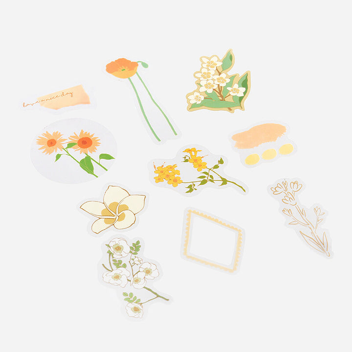 PET Yellow Flower Deco Sticker Pack