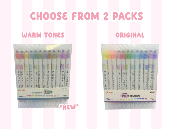 Set of 12 Milkyliner Highlighter Marker Pens