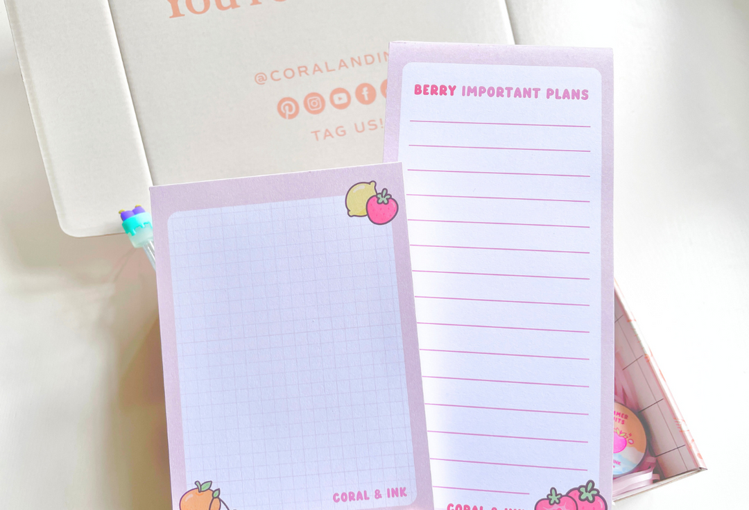 Notepad Set Packaging Fruity Notepad Set | Coral & Ink
