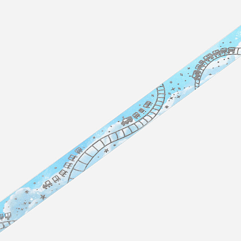 Silver Foil Sky Train Washi Tape