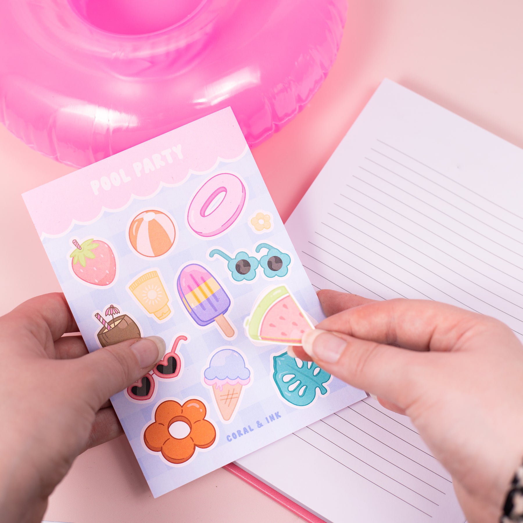 Pool Party Sticker Sheet | Coral & Ink