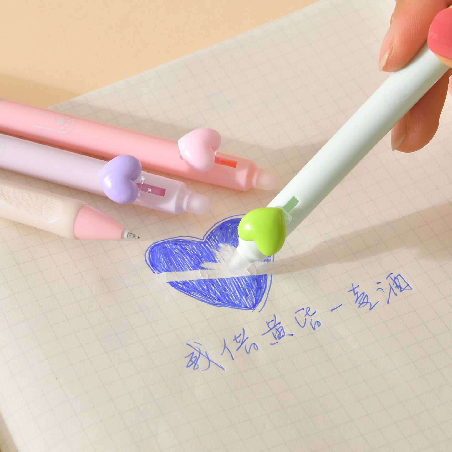 Erasable Heart Gel Pens