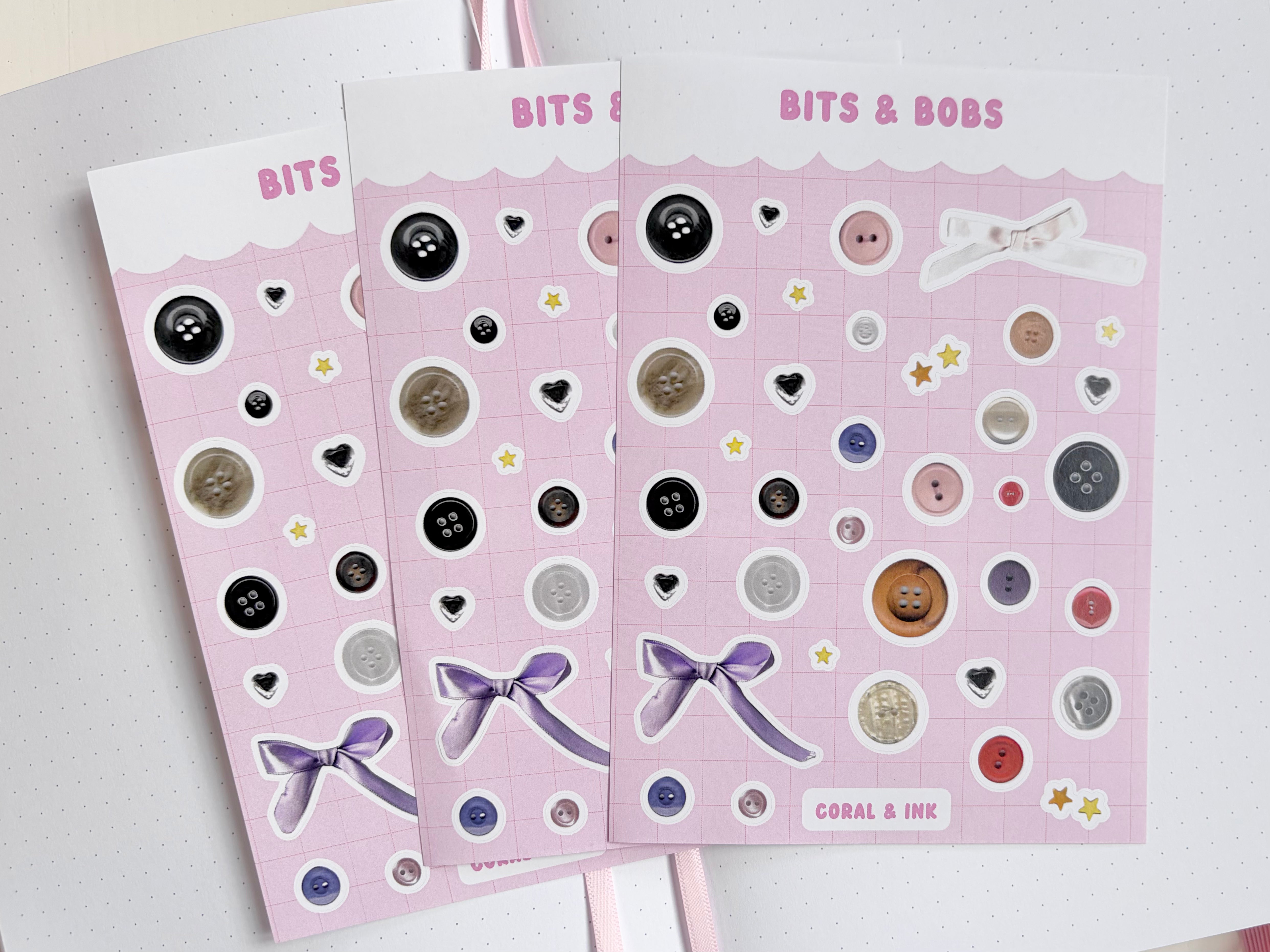 Bits & Bobs Sticker Sheet | Coral & Ink