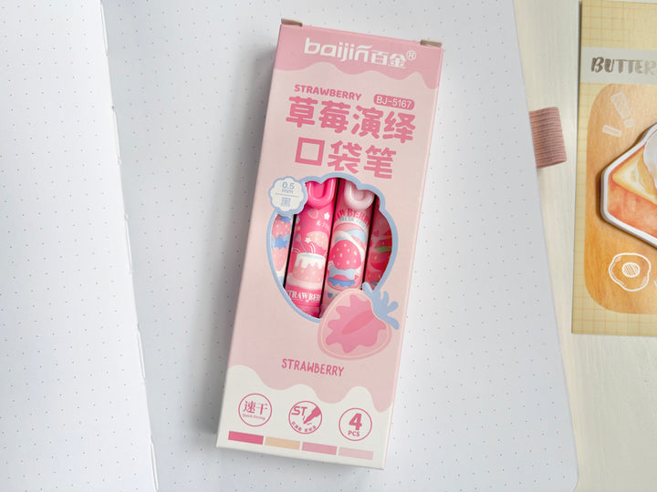 Set of 4 Strawberry Pens