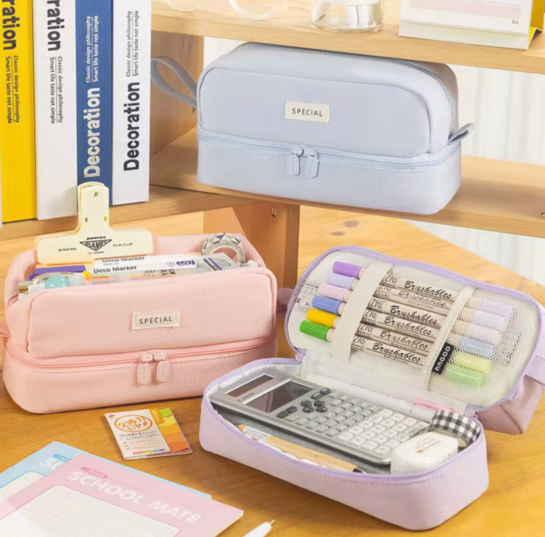 Double Layer Special Pencil Case Coral Ink - Main Image