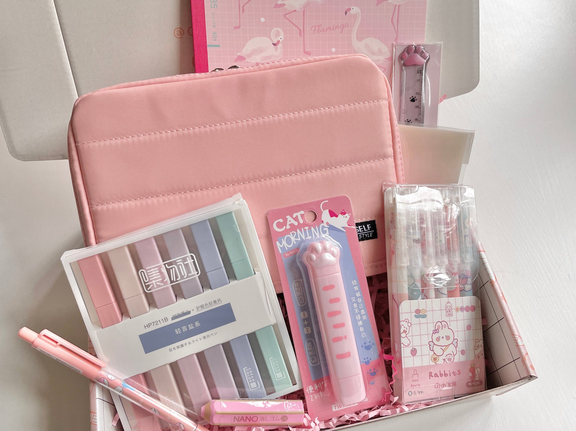 Pink & White Back to School Japanese Stationery Bundle 