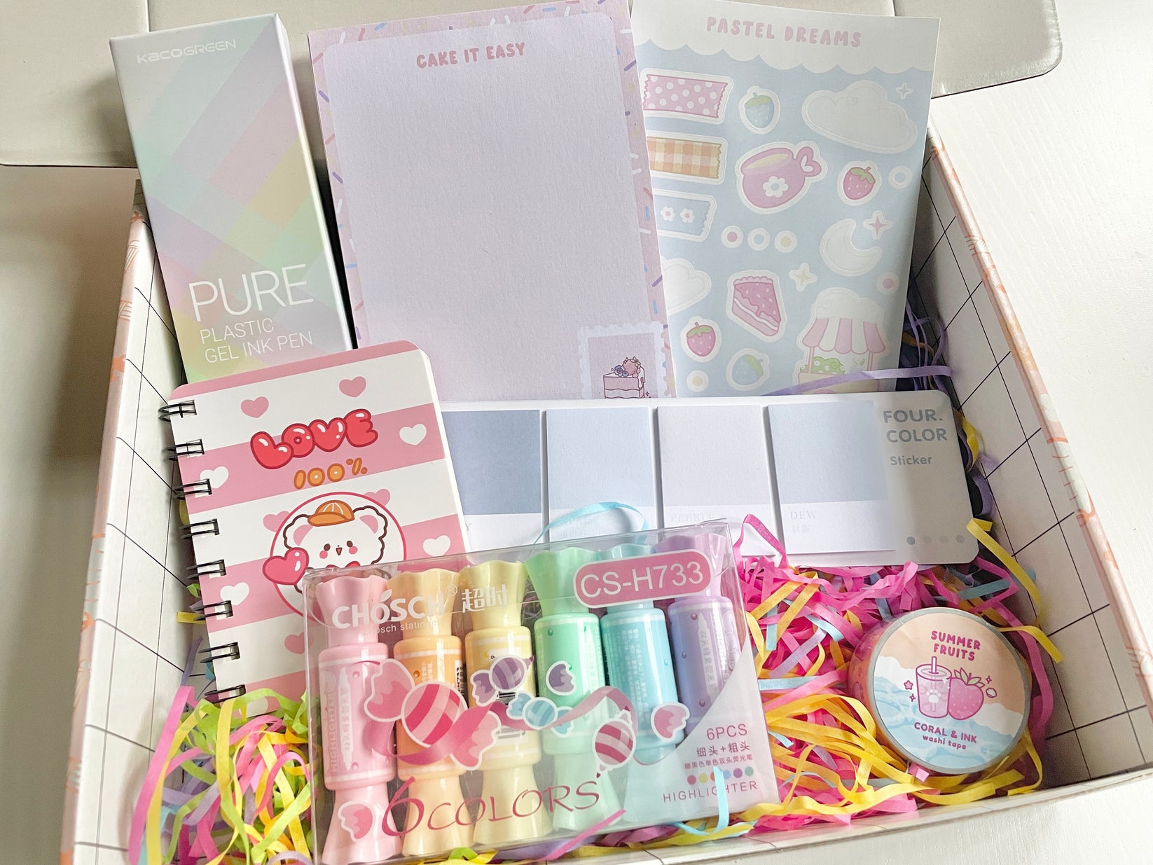 Kawaii Pastel Stationery Box Cute Stationery Shop UK Coral & Ink