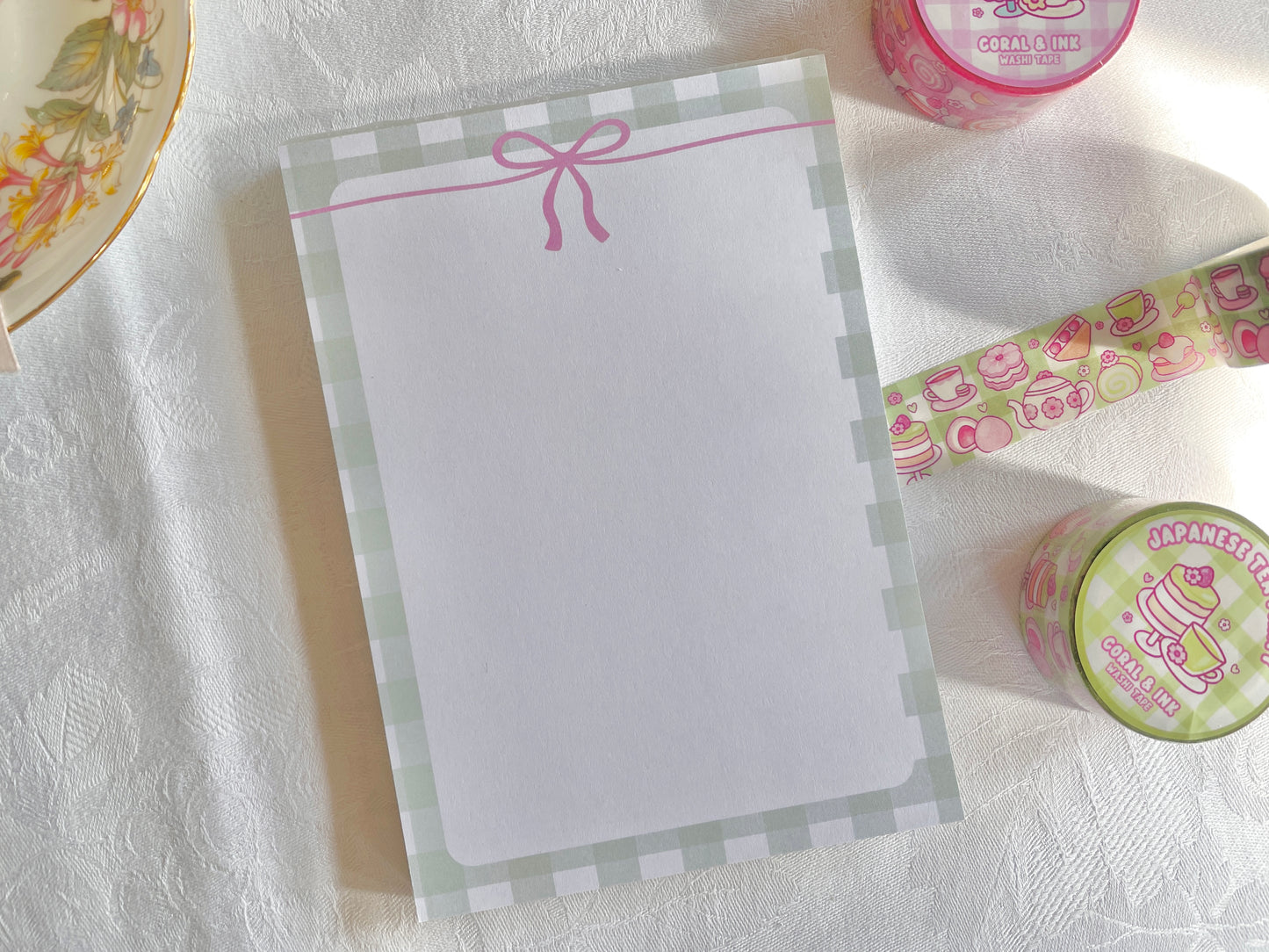 Gingham Bow A6 Memo Pad