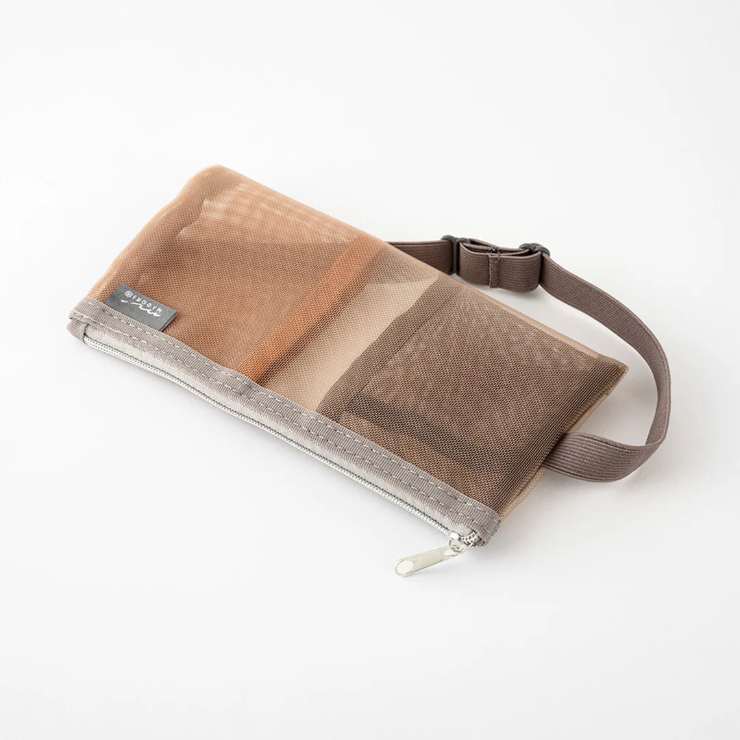 B6-A5 Brown Book Band Mesh Pen Case