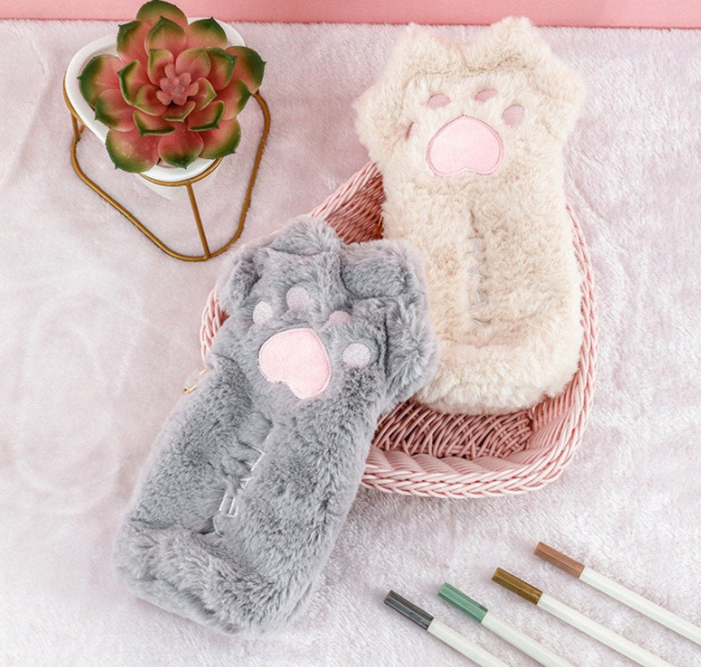 Fluffy Cat Paw Pencil Case