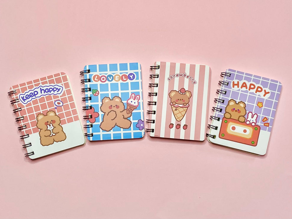 Mini Kawaii Notebooks Cute Stationery Coral & Ink