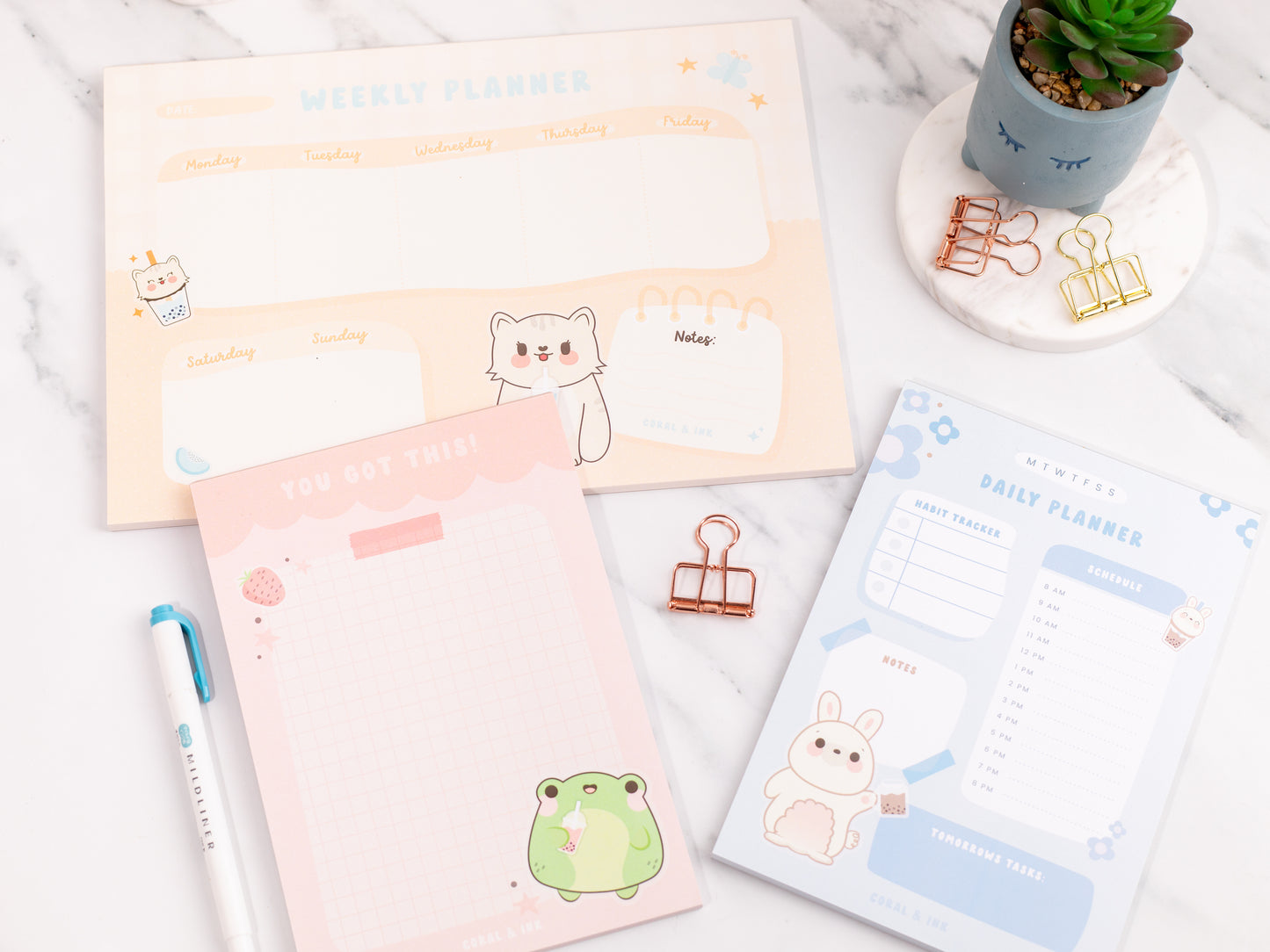 Kawaii Boba Animal Notepads