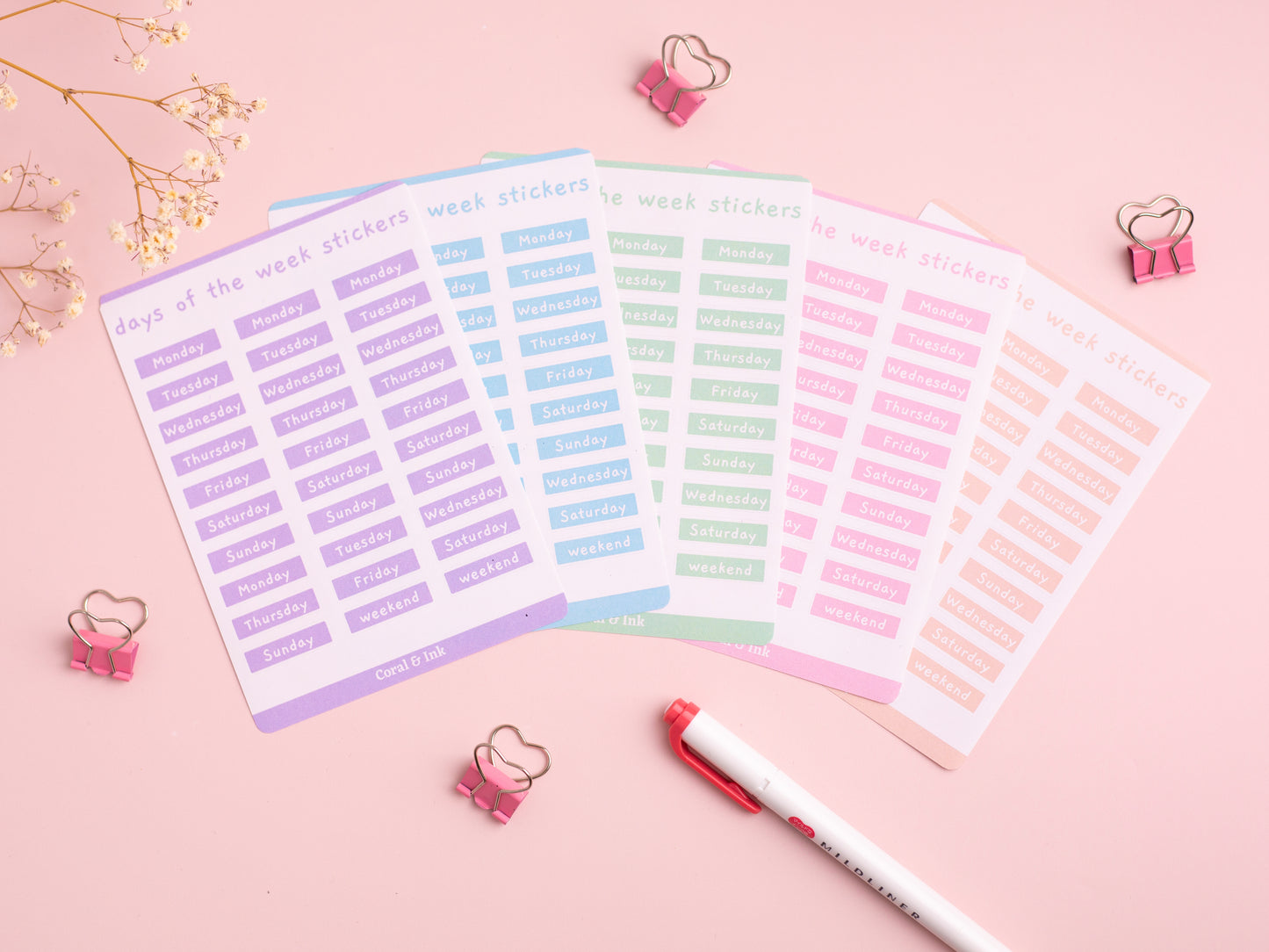 Alphabet, Monthly and Day Planner Sticker Sheets