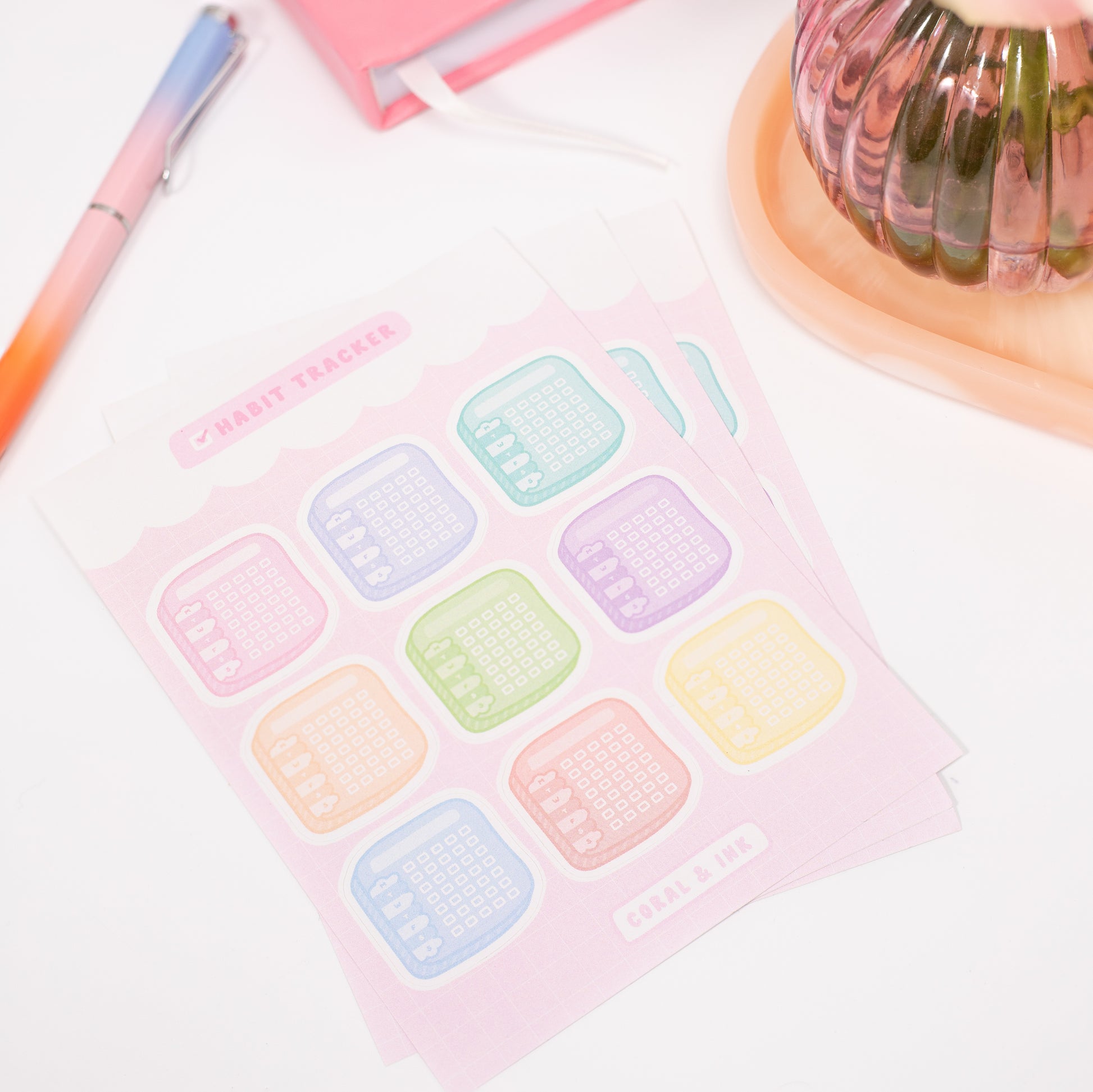 Habit Tracker Sticker Sheets | Cute Journal & Planner Stickers – Coral ...