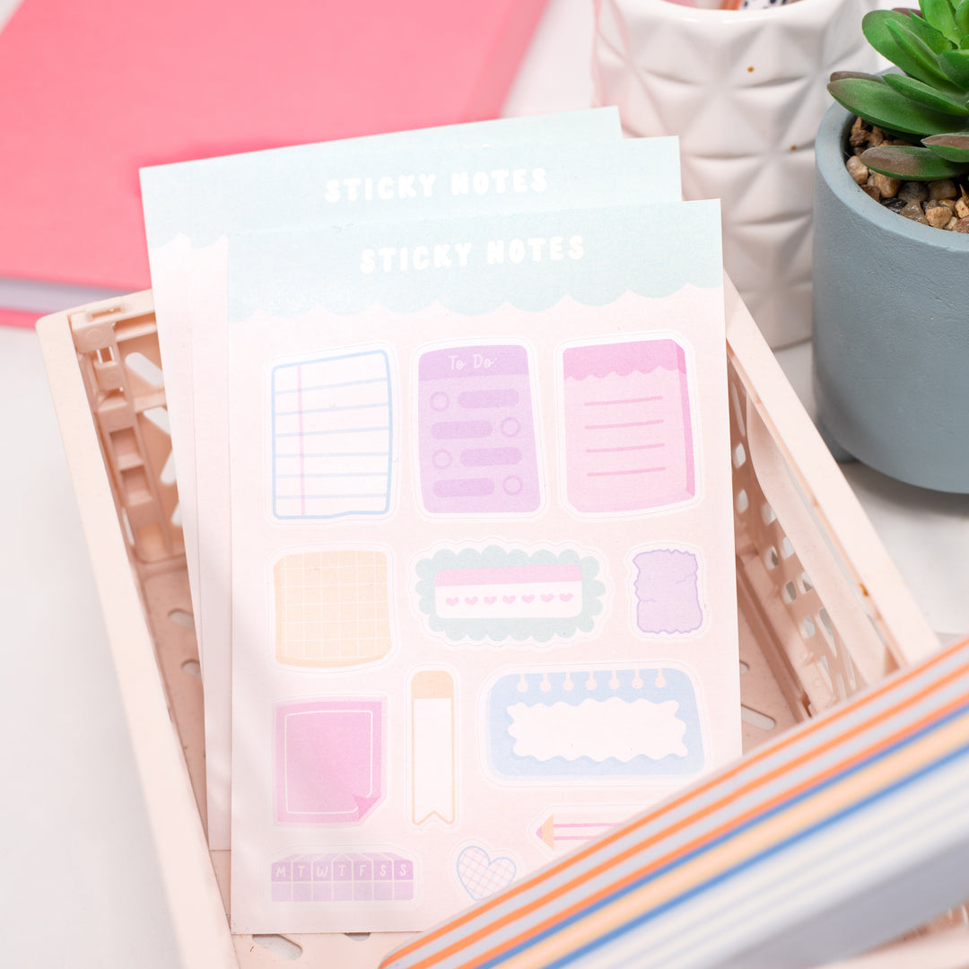 Sticker Notes Box Sticky Notes Sticker Sheet | Kawaii Journal Supplies UK – Coral & Ink