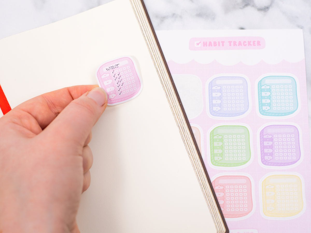 Sticker Data Tracker Habit Tracker Sticker Sheets | Cute Journal & Planner Stickers β Coral ...