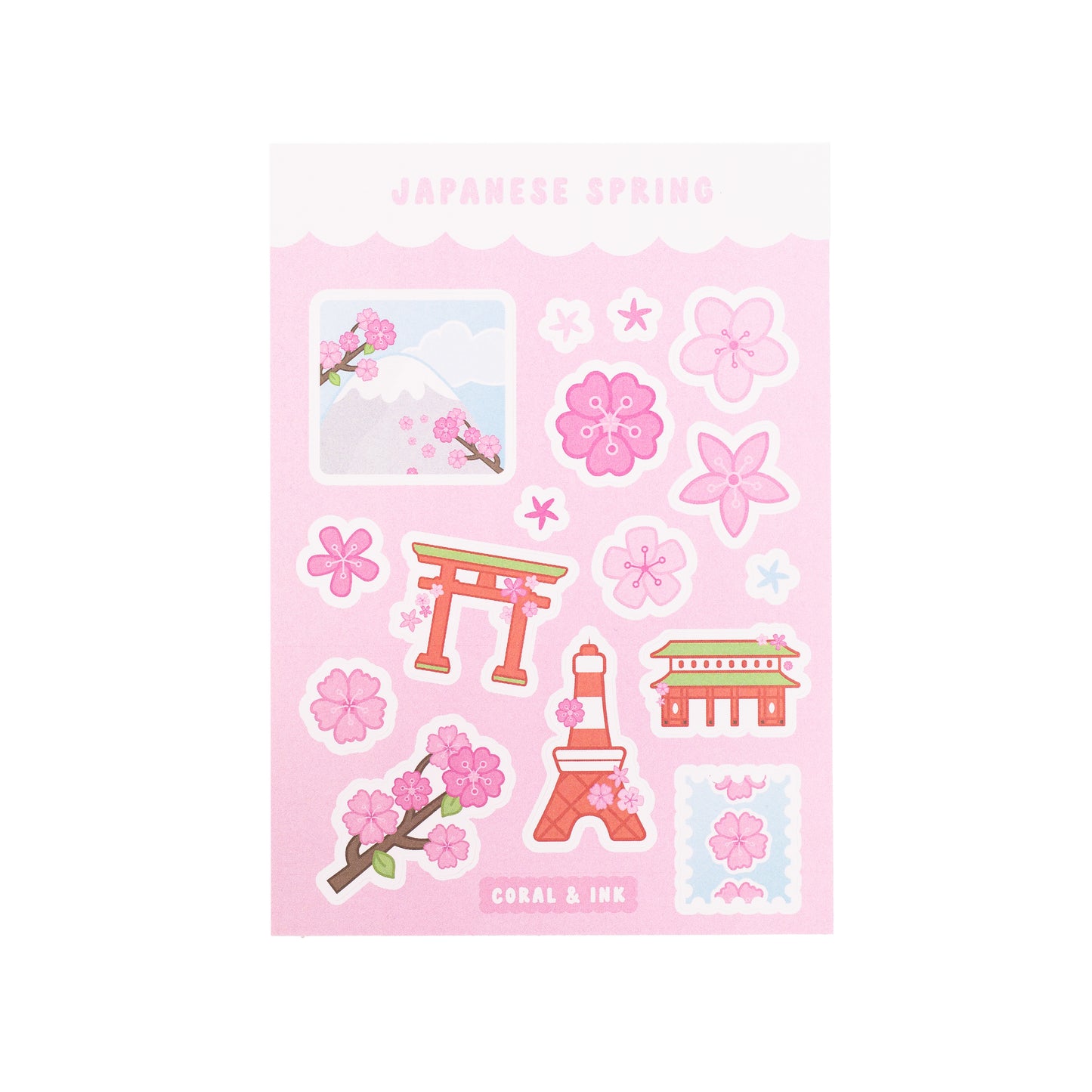 Japanese Spring Sticker Sheet coralandink