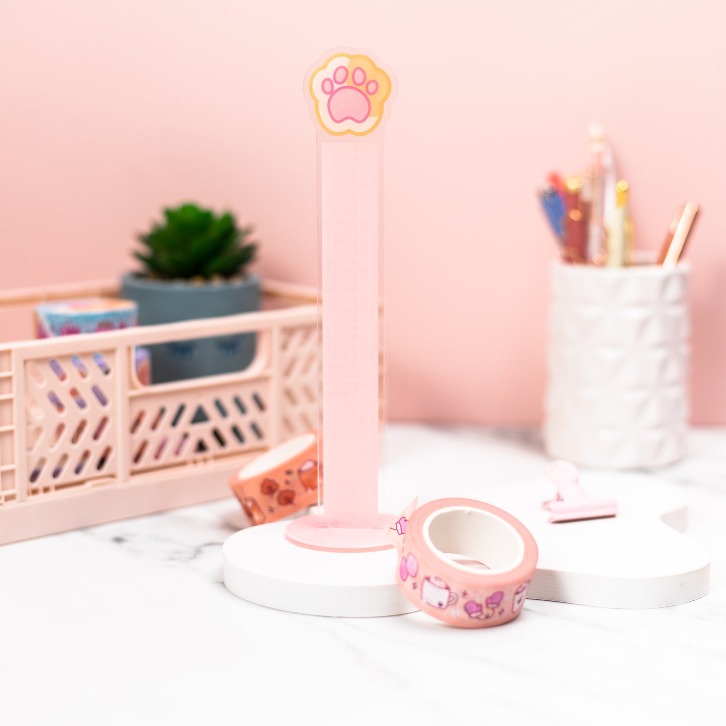 Adorable Cat Paw Washi Tape Stand, a must-have accessory for organizing and displaying your washi tape collection."