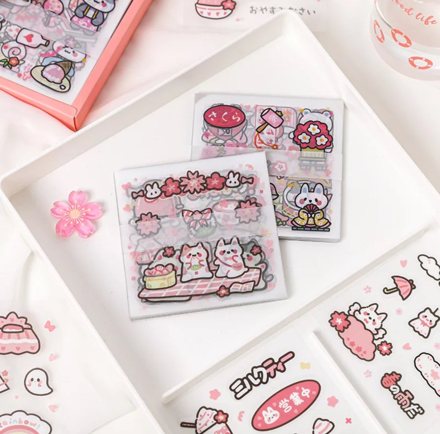 Kawaii Sakura Japanese Sticker Box 100pcs
