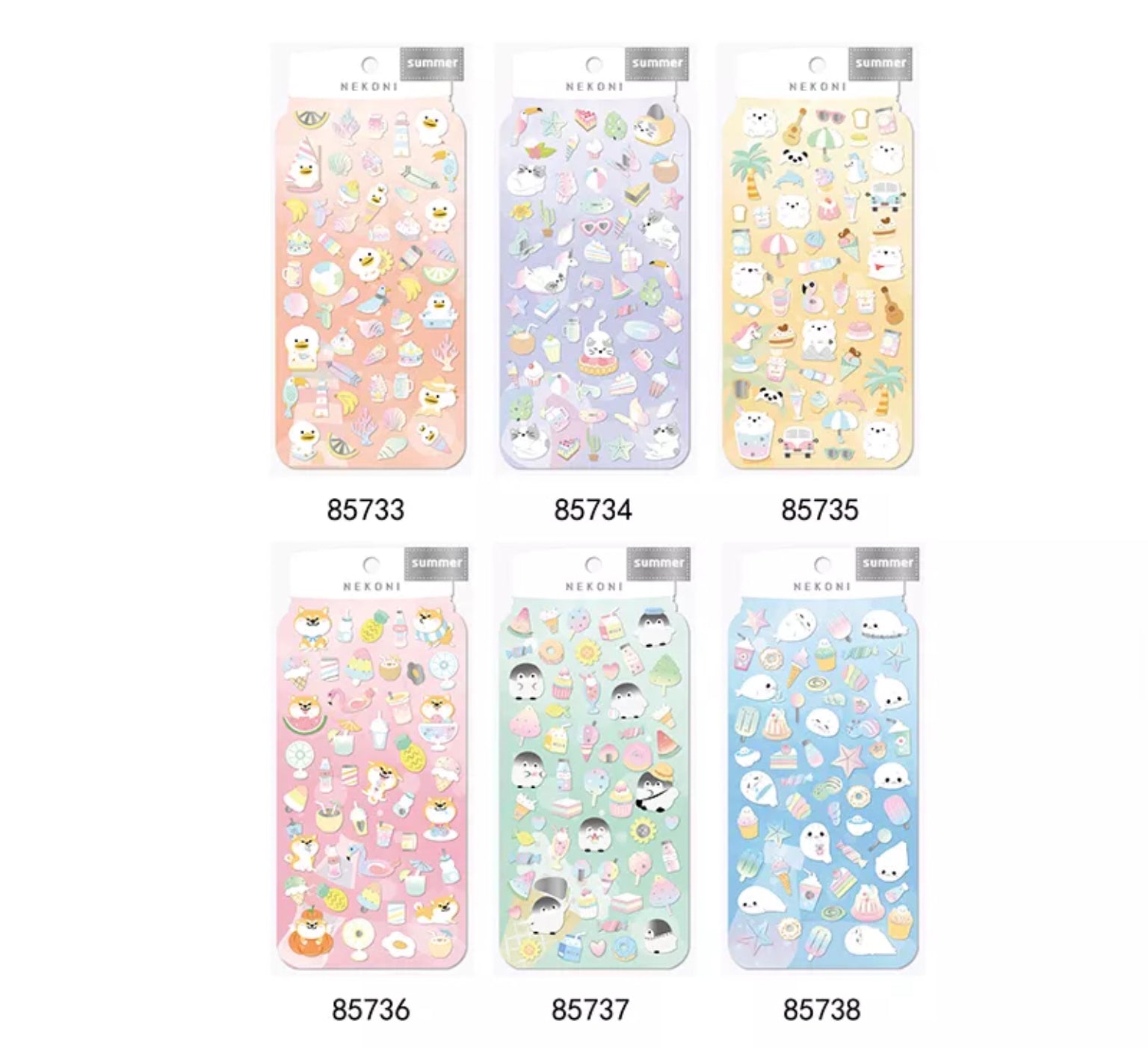 Summer kawaii animal sticker sheets