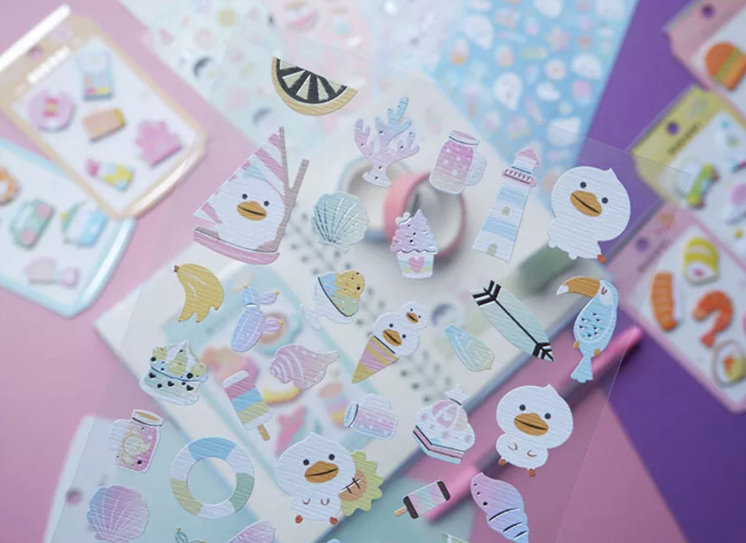 Summer kawaii animal sticker sheets