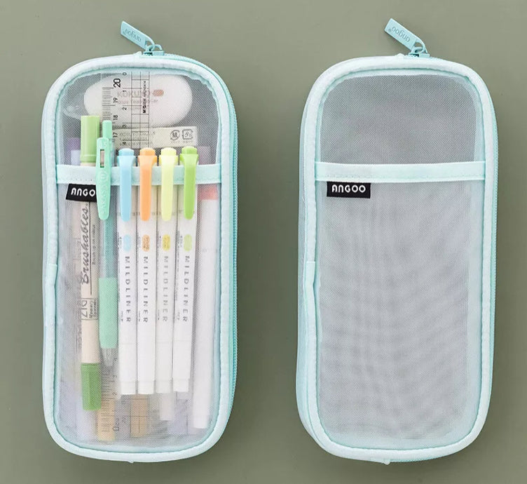 Mesh Large Capacity Pencil Cases coralandink