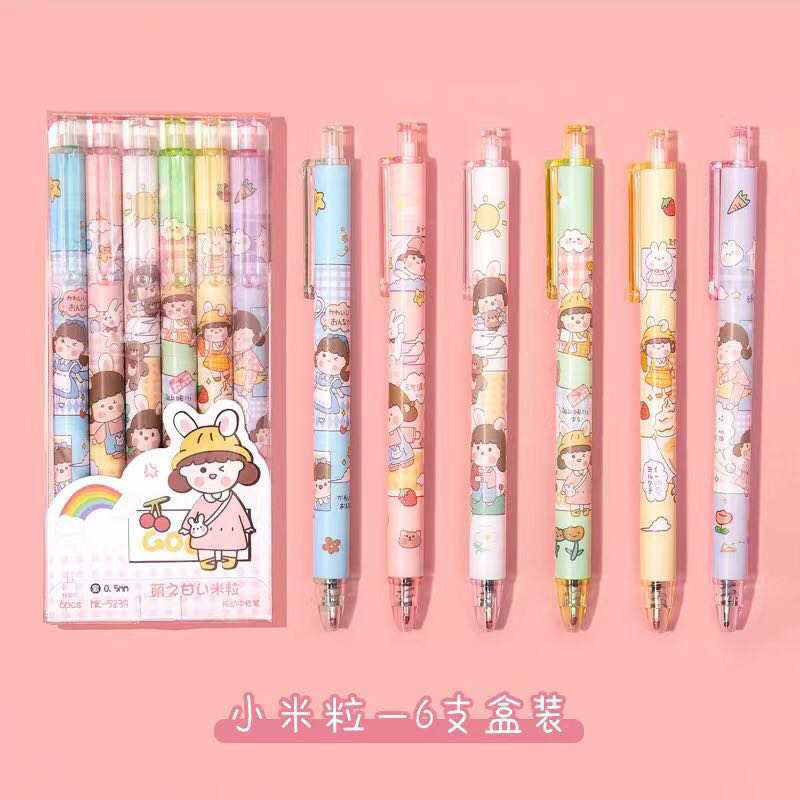 Set of 6 Kawaii Animal Gel Pens