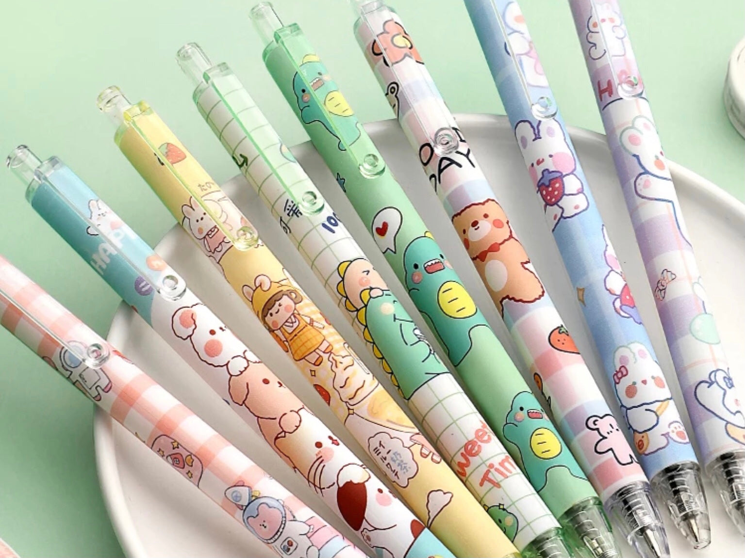 Set of 6 Kawaii Animal Gel Pens