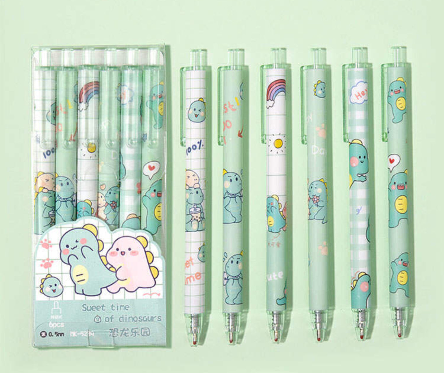 Set of 6 Kawaii Animal Gel Pens