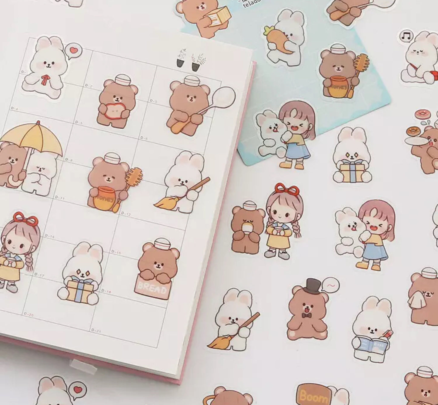 Kawaii Bear and Bunny Stickers