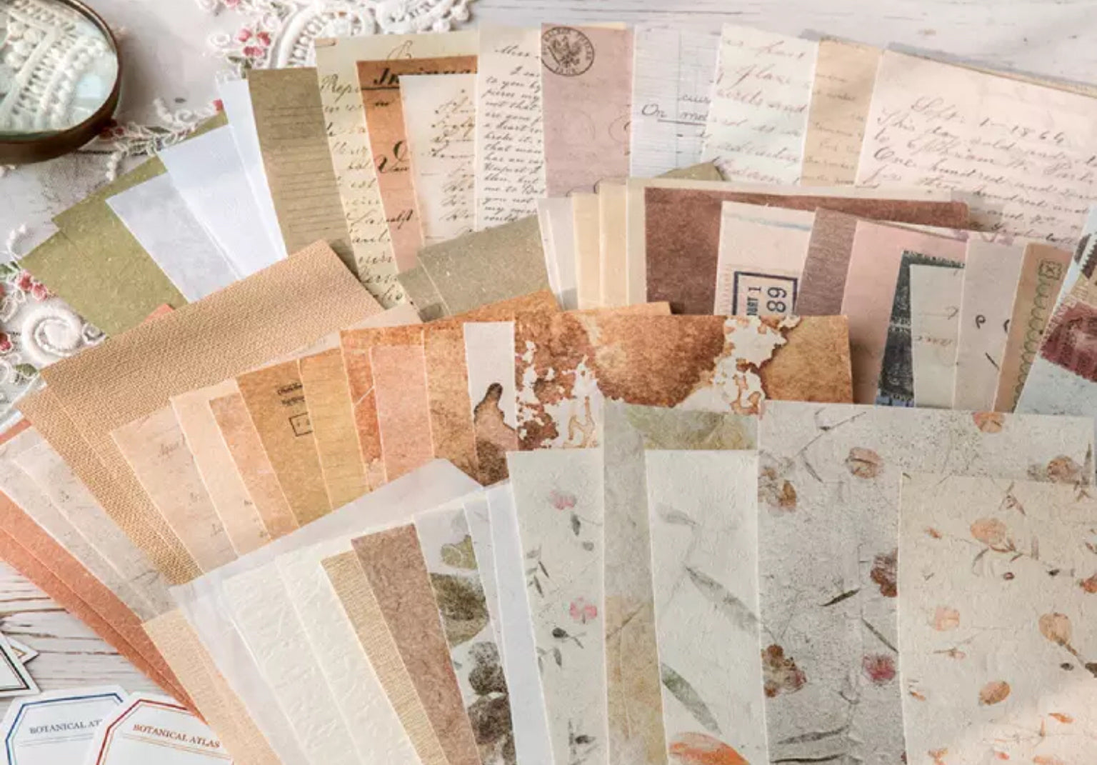 Vintage Scrapbooking Paper Pack  Ephemera Supplies – Coral & Ink
