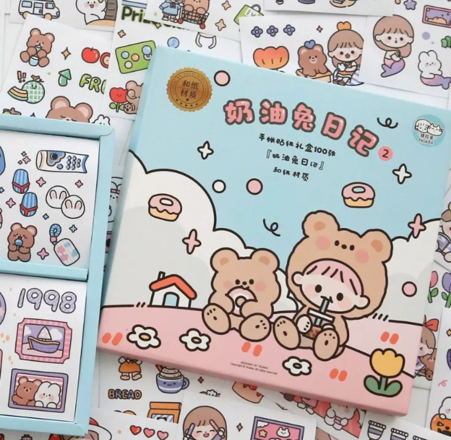 Kawaii Bear & Bunny Sticker Box