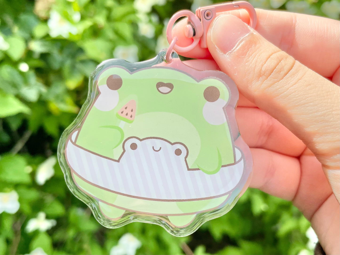 Kawaii Frog Beach Acrylic Epoxy Keychain