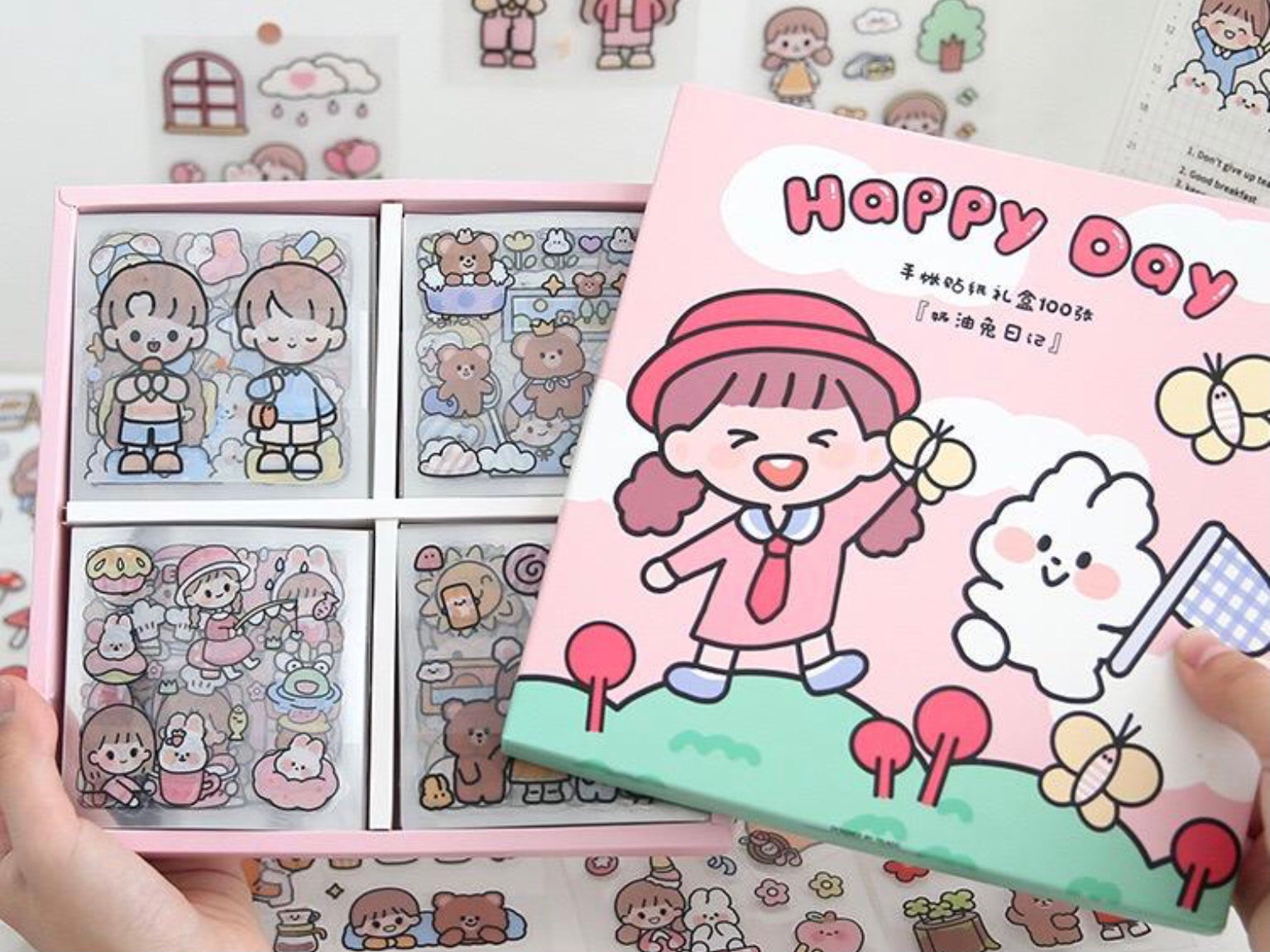 1 Box Stamp Sticker Kawaii Stationery Sticker Cute Mini Gift Diary